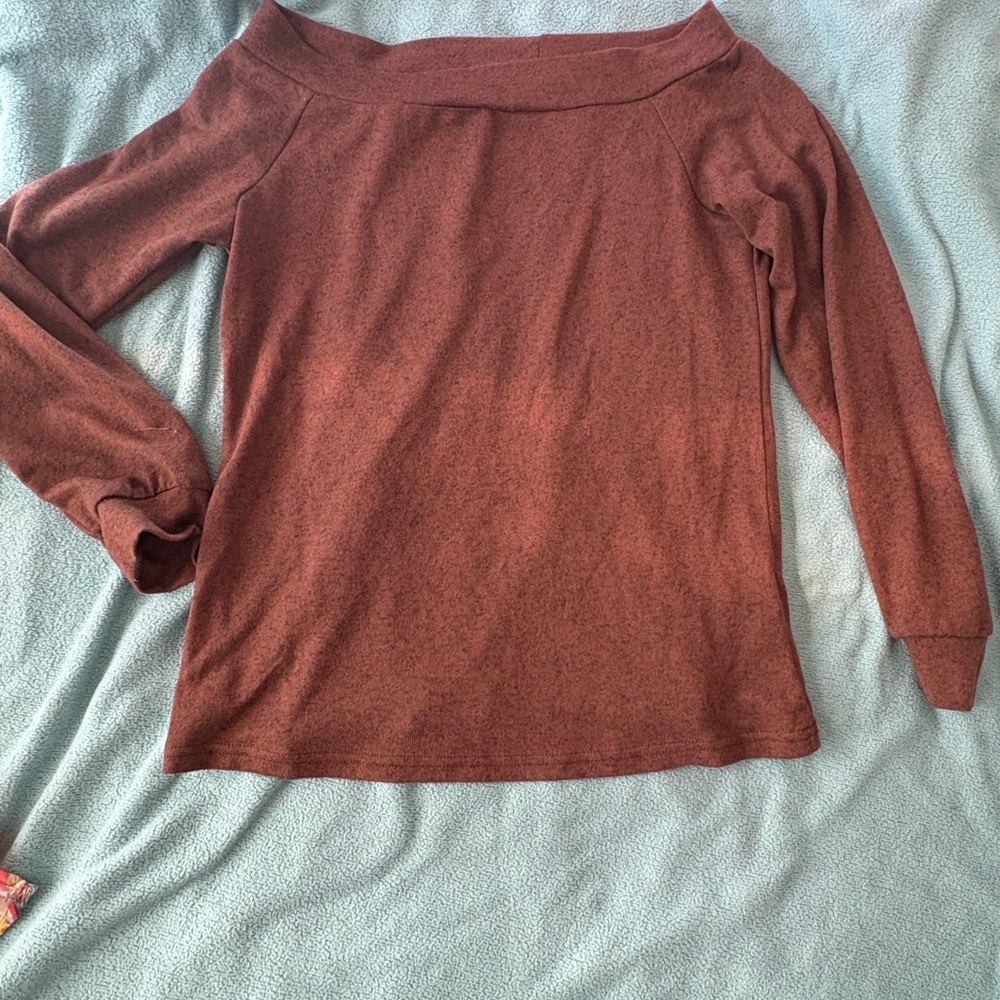SHEIN Off-Shoulder Rust Sweater